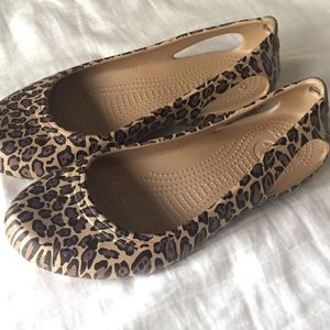 CROCS “Laura” cheetah ballet flats, size 10